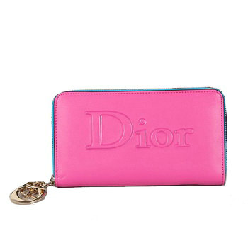 dior wallet calfksin leather 117 rosered&blue